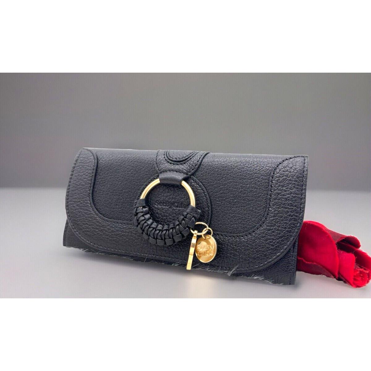 See By Chloe Hana Long Continental Pebbled Leather Wallet-blk /box