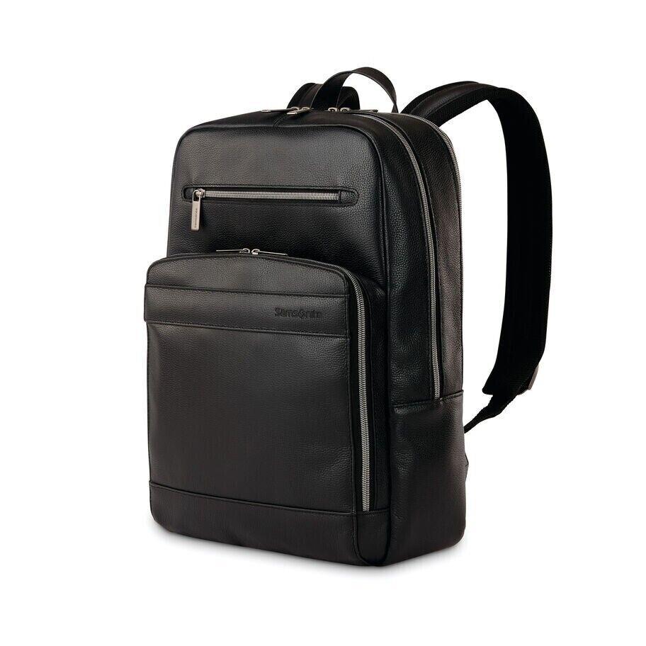 Samsonite Business Slim Leather Material Backpack Black Colored