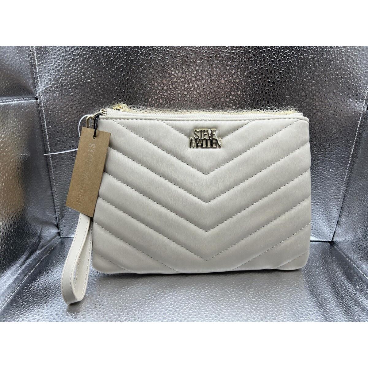 Steve Madden White Clutch Coin Bag /purse MR117765 Chevron Quilted