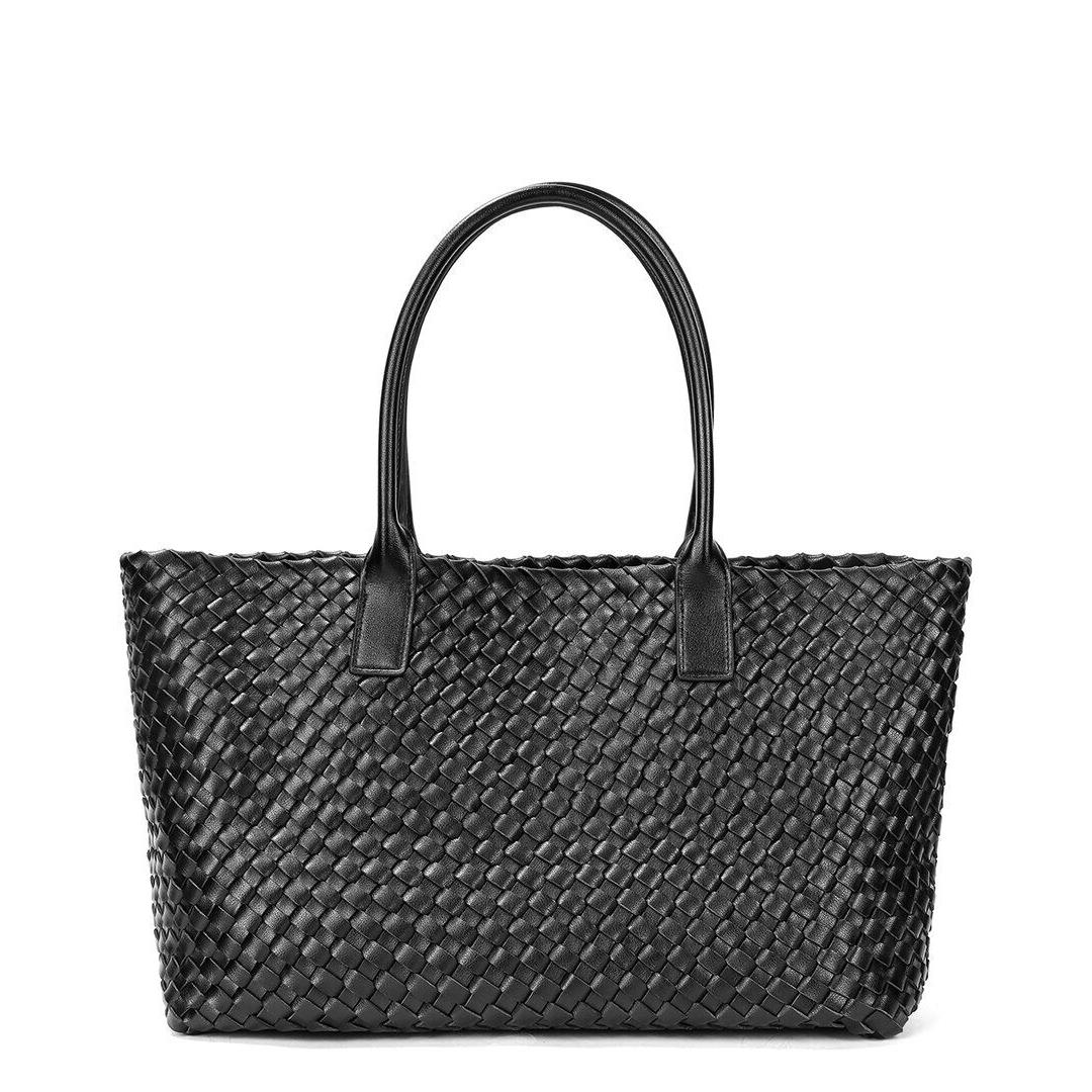 Tiffany Fred Paris Large Hand-woven Leather Tote Women`s Black