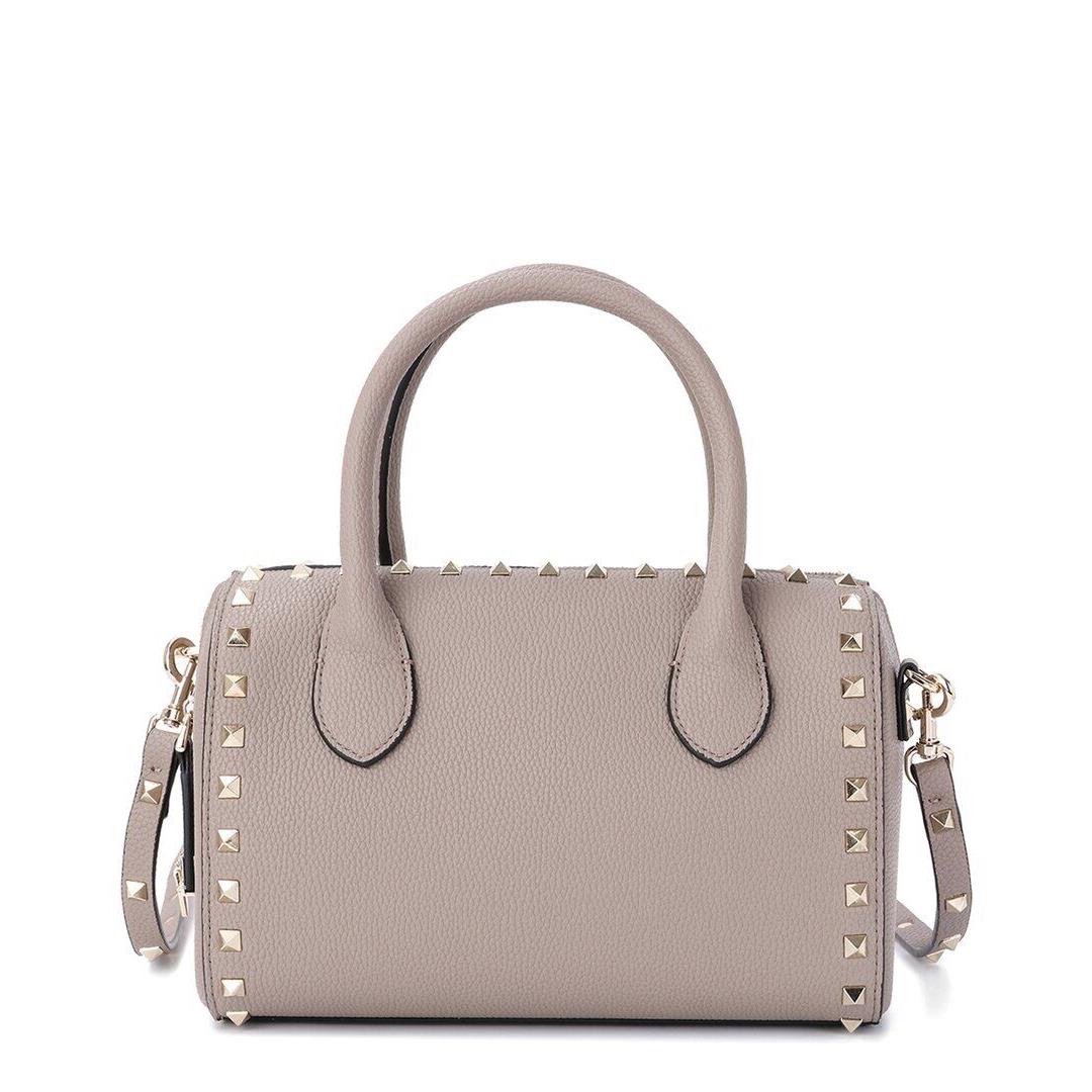 Tiffany Fred Paris Studded Leather Bowling Bag Women`s Grey