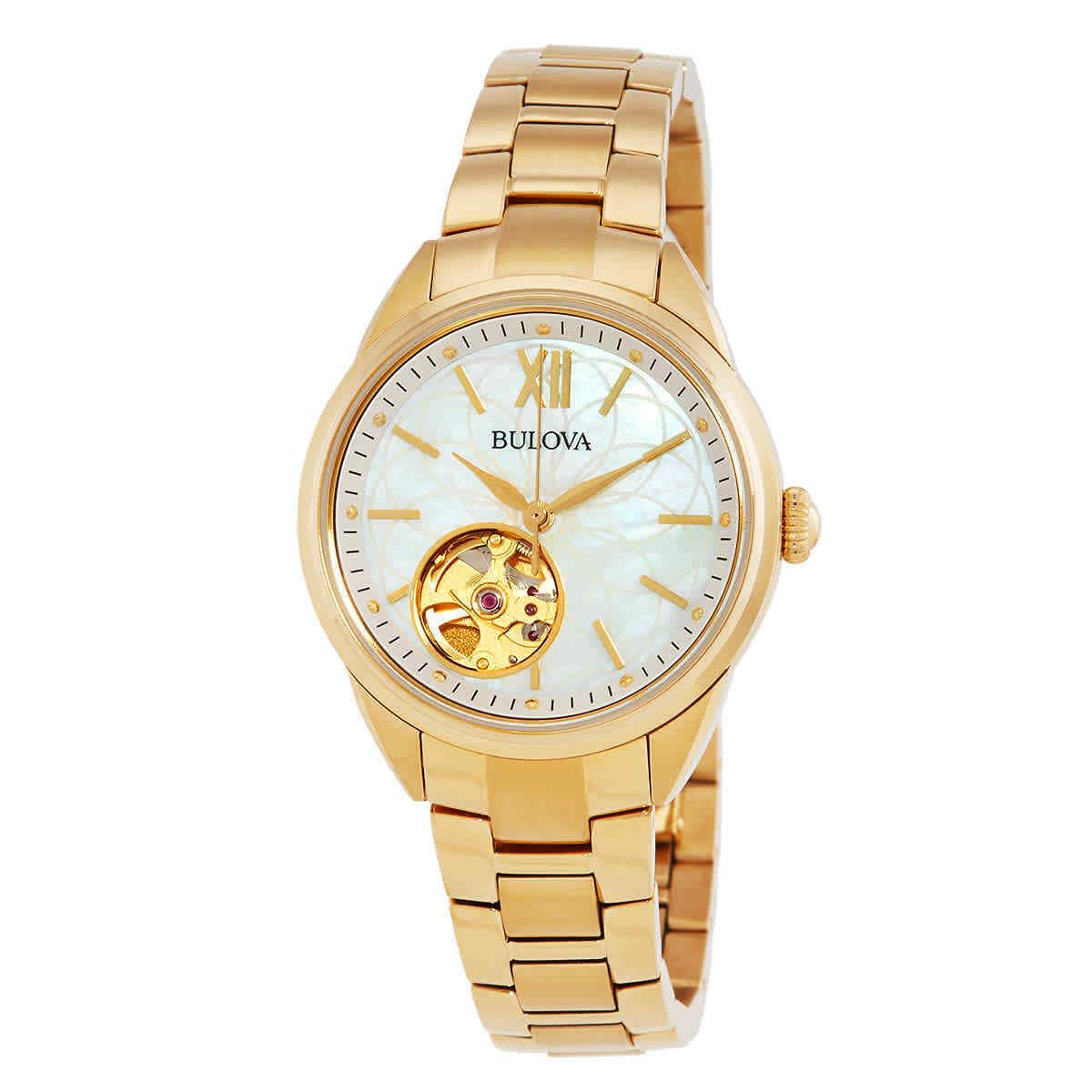 Bulova Sutton Automatic White Mop Dial Ladies Watch 97L172