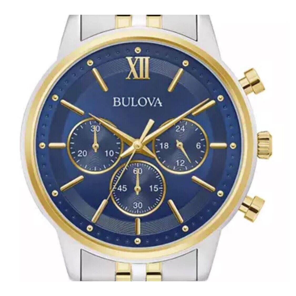Bulova Blue Dial Two-tone Stainless Chronograph Men`s Watch - 98A274
