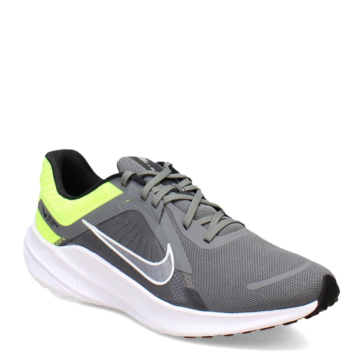 Men`s Nike Quest 5 Running Shoe DD0204-010 Grey/white/lime Mesh - Grey/White/Lime