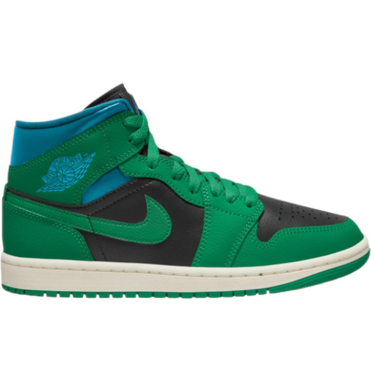 Nike Air Jordan 1 Mid Women`s Casual Shoes All Colors US Sizes 6-11 - Aquatone/Lucky Green/Black
