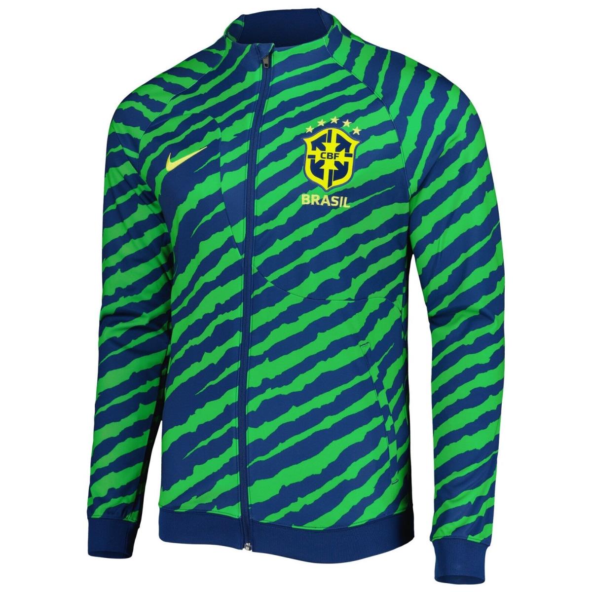 DR9018-490 Mens Nike Brazil Academy Pro Anthem Knit Jacket Fifa World Cup 2022 - Green/Blue