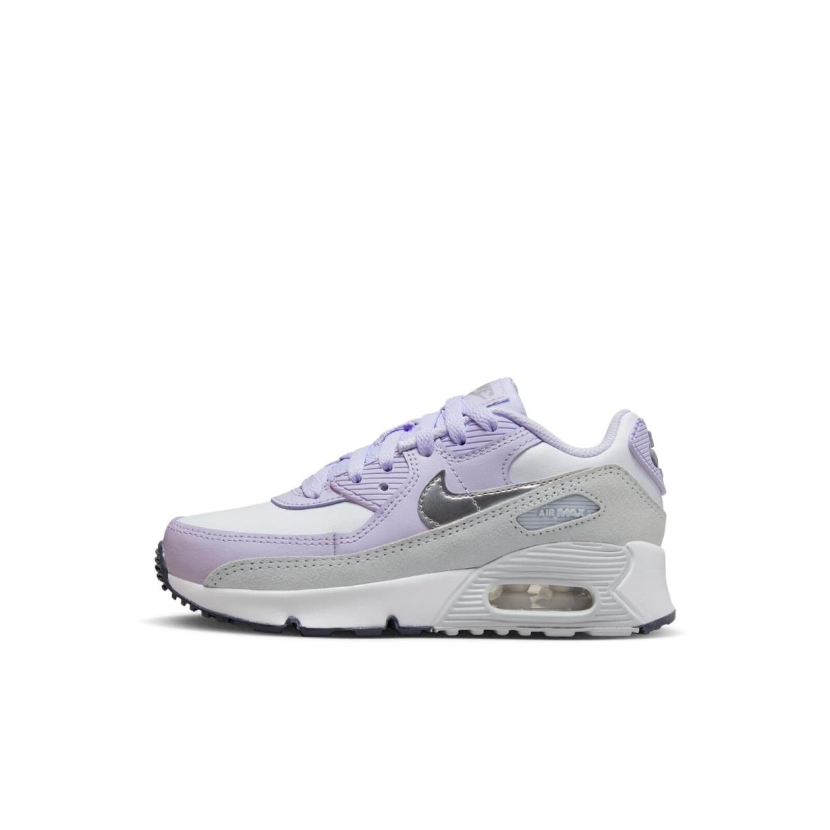 CD6867-123 Preschool Nike Air Max 90 Leather `violet Frost` PS - White/Violet Frost/Pure Platinum/Metallic Silver