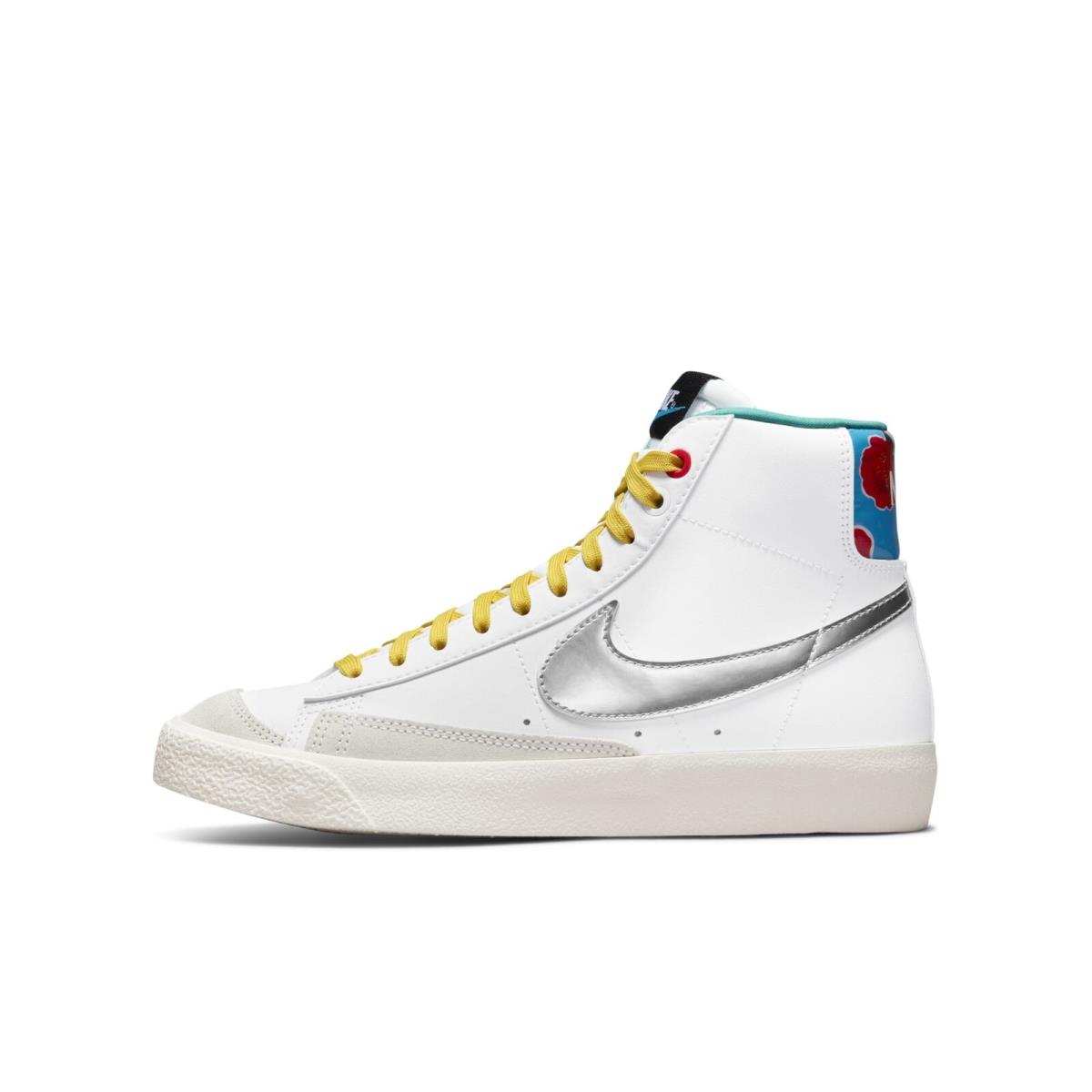 DQ7773-100 Grade School Nike Blazer Mid 77 `white Vivid Sulfur GS ` - White/Vivid Sulfur/Washed Teal/Metallic Silver