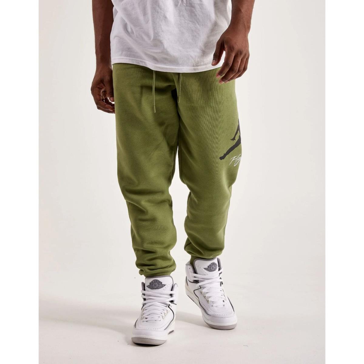 Nike Jordan Baseline Fleece Pants Olive Green/black FD7345-340 Men`s