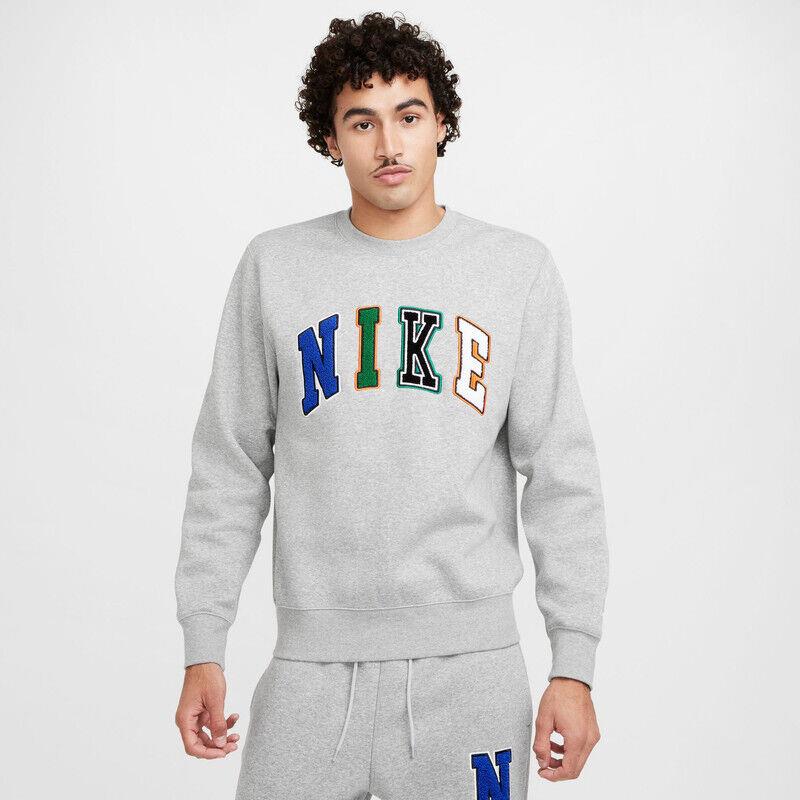 Mens Nike Club Crew_dk Grey Heather/white FZ0879-063-SIZE S