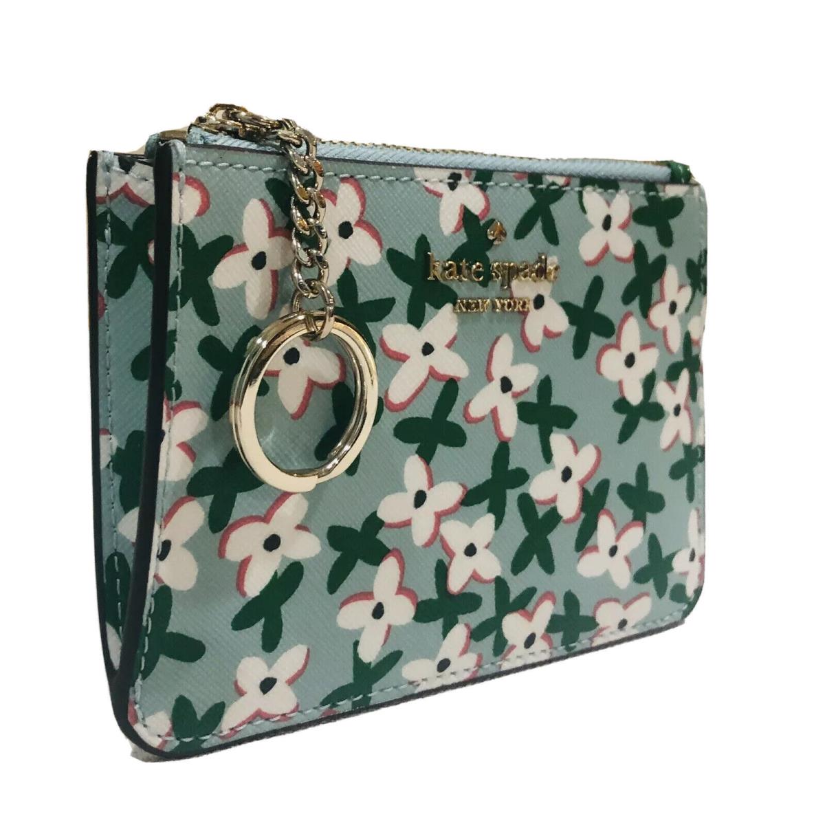 Kate Spade Laurel Way Bitsy Floral Card Coin Fob Key Wallet Aphrodite Green New