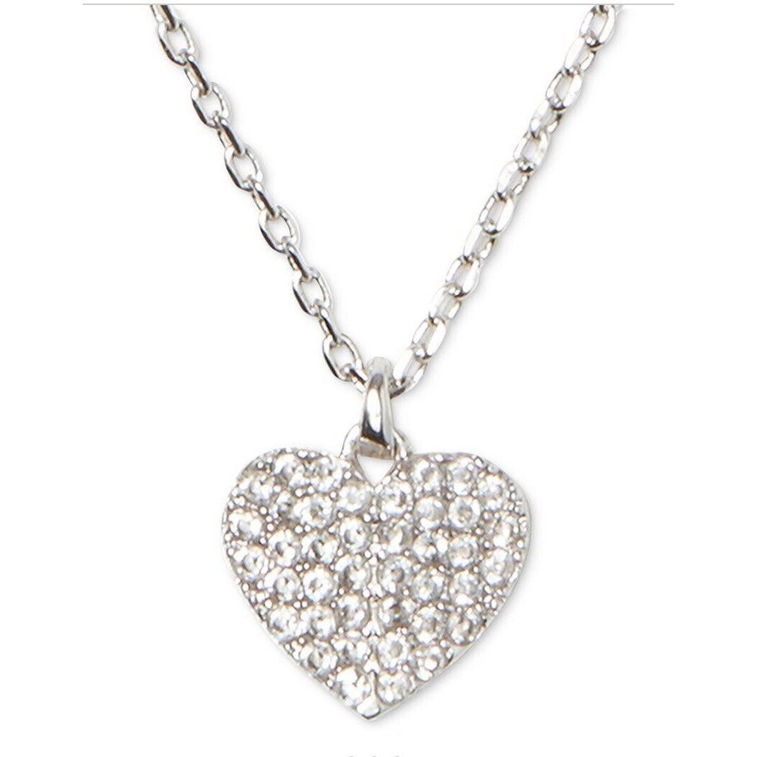 Kate Spade Silver -tone Crystal Heart Pendant Necklace Jkq