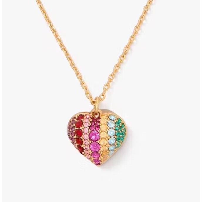 Kate Spade On The Dot Mini Rainbow Collection Heart Pendant Necklace. Retail