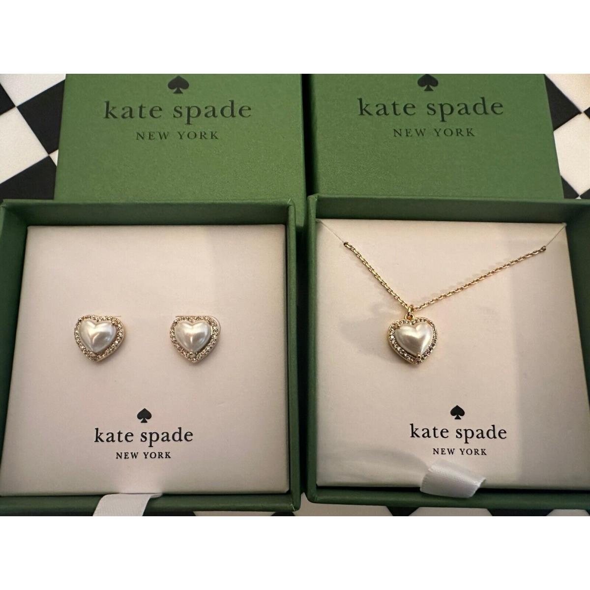 New Kate Spade New York Gold Tone White Pearl Earrings and Necklace