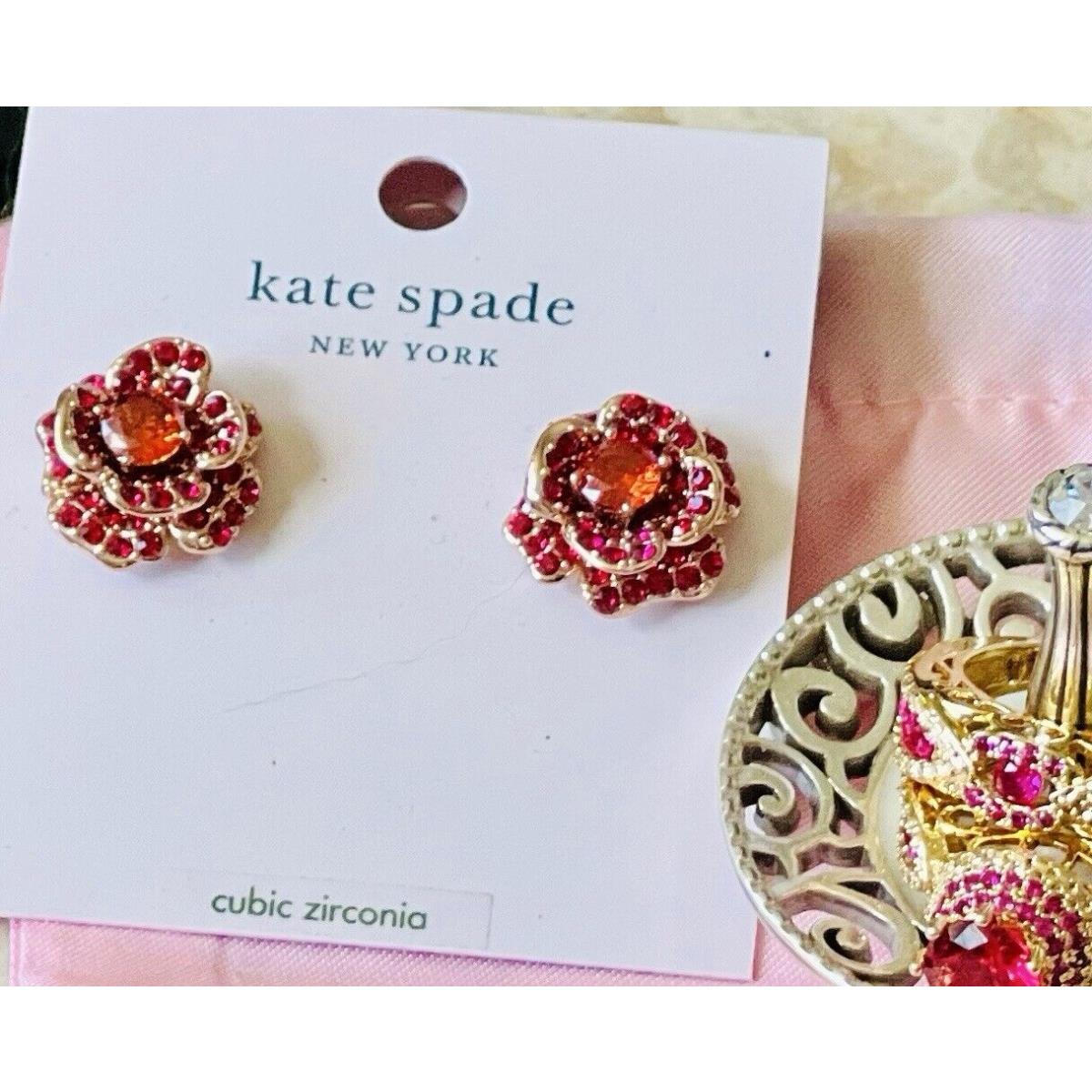 Kate Spade Scarlet Blooms Rose Stud Earrings New