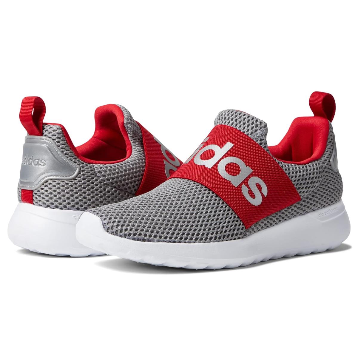 Boy`s Shoes Adidas Kids Lite Racer Adapt 4.0 Little Kid/big Kid - Grey/Silver Metallic/Scarlet