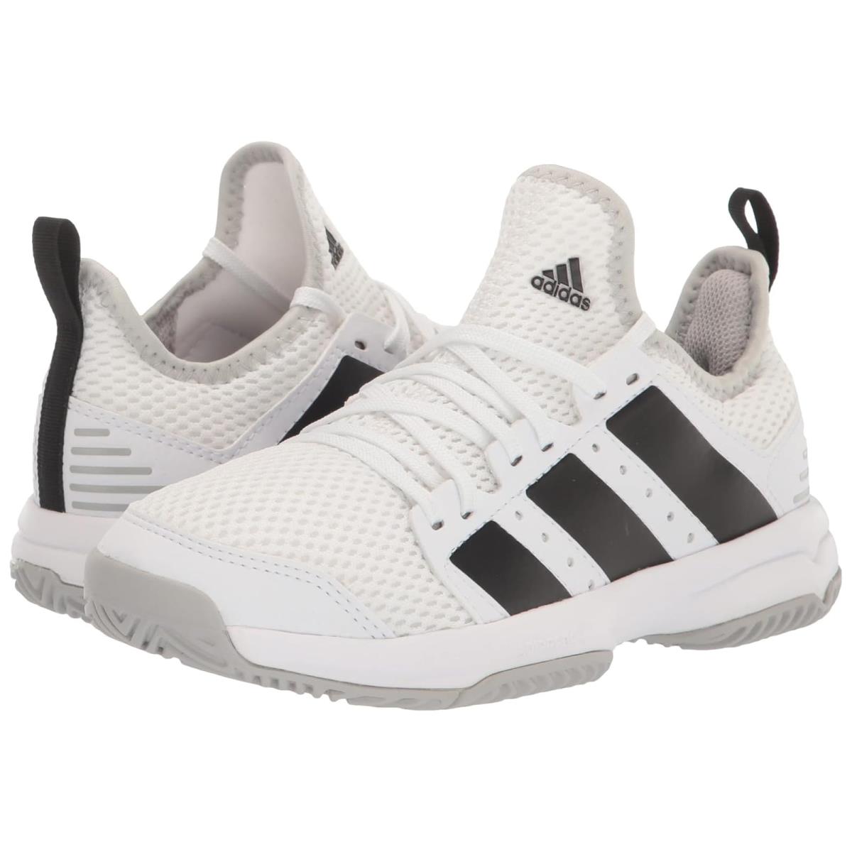 Girl`s Shoes Adidas Kids Stabil Indoor Volleyball Little Kid/big Kid - White/Black/Grey