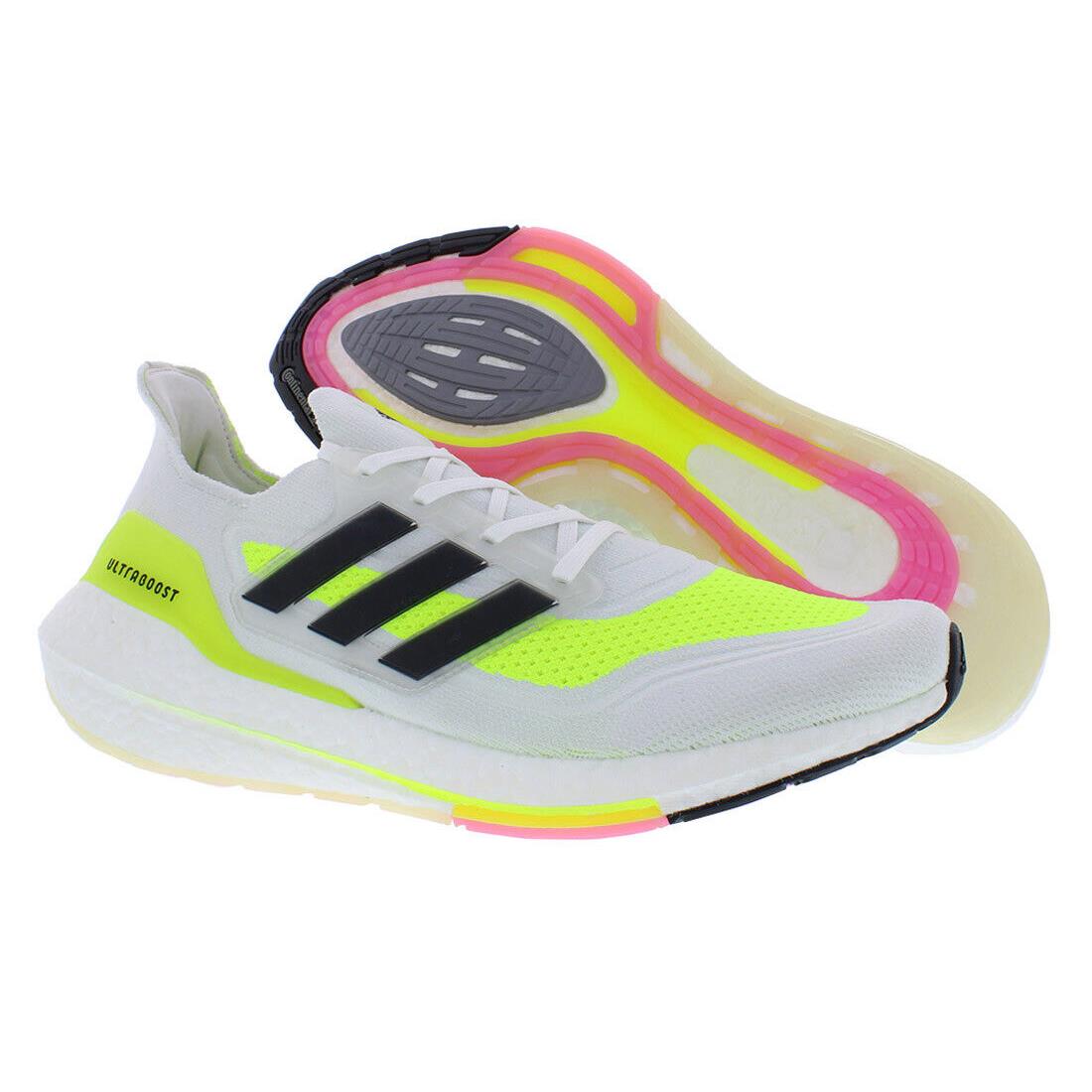 Adidas Ultra Boost 21 Mens Shoes - White/Volt/Black, Main: White