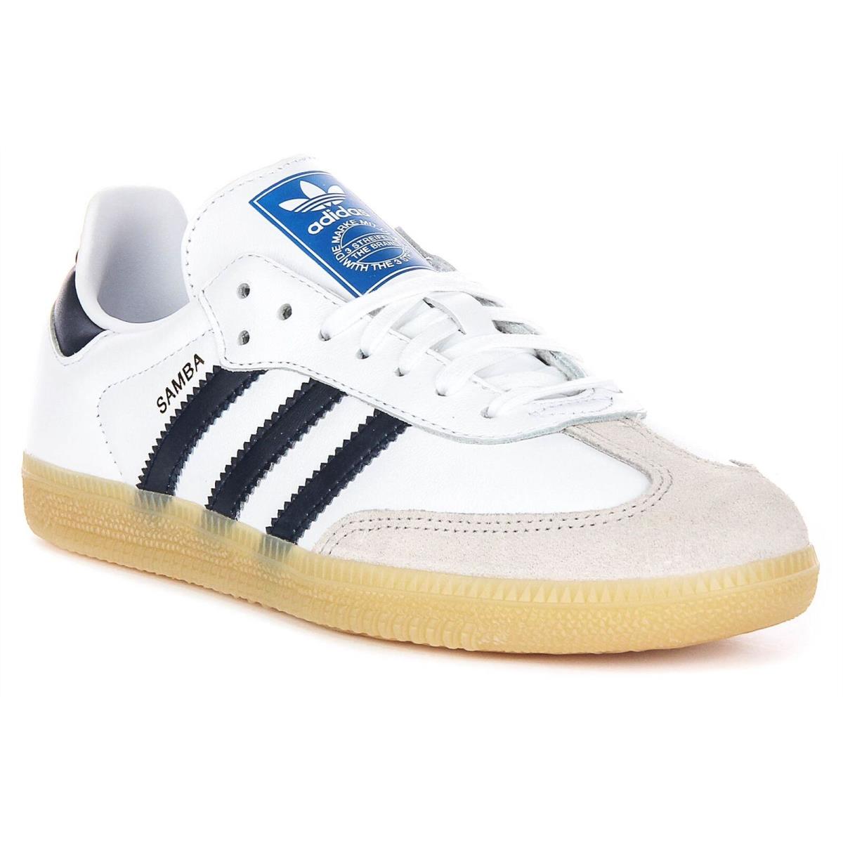 Adidas Samba Og 3 Stripes 60s Retro Boys Sneakers White Navy US 3.5 - 6 - WHITE NAVY