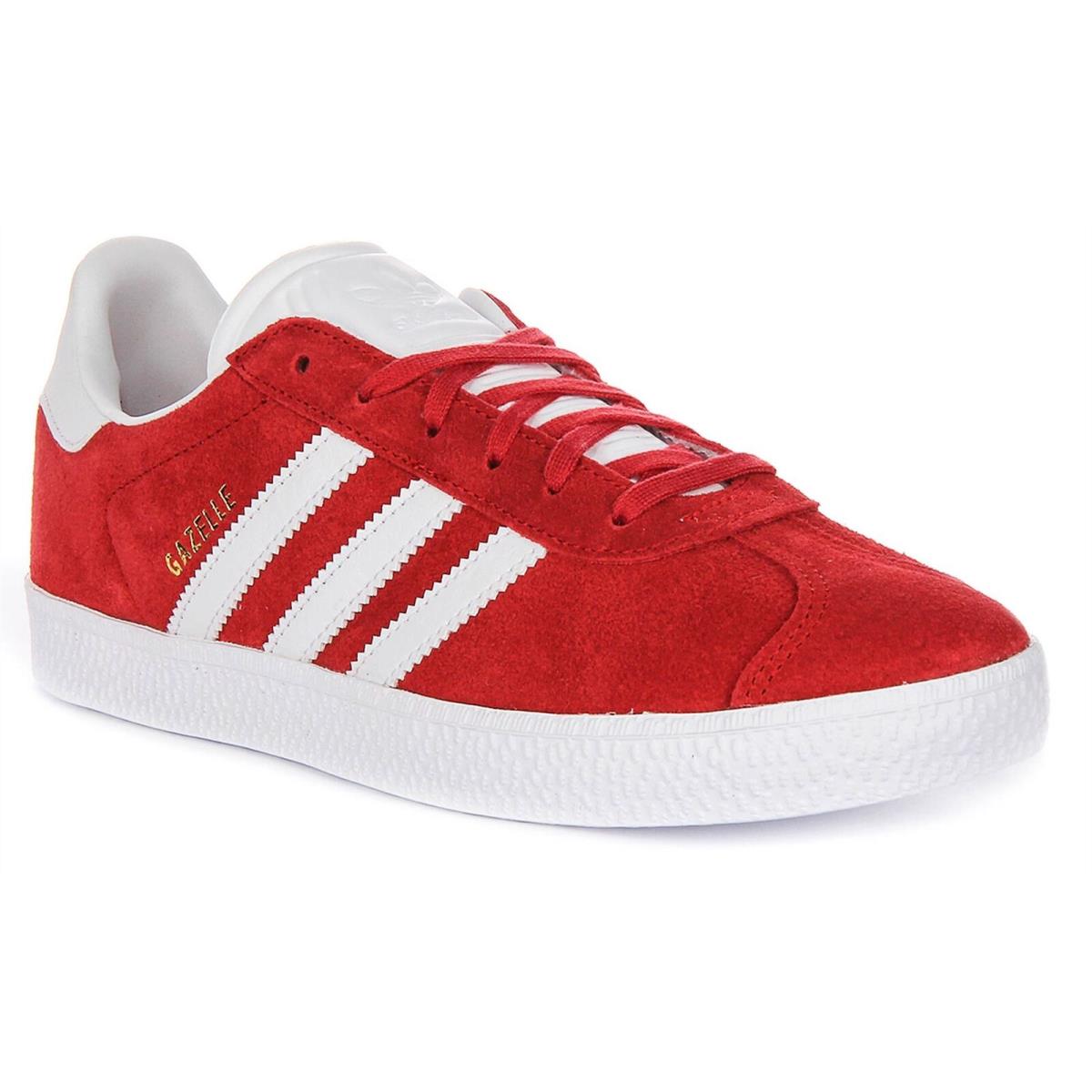 Adidas Lace Up Gazelle J 90s Retro 3 Stripes Mens Sneakers Red White US 3.5 - 7 - RED WHITE