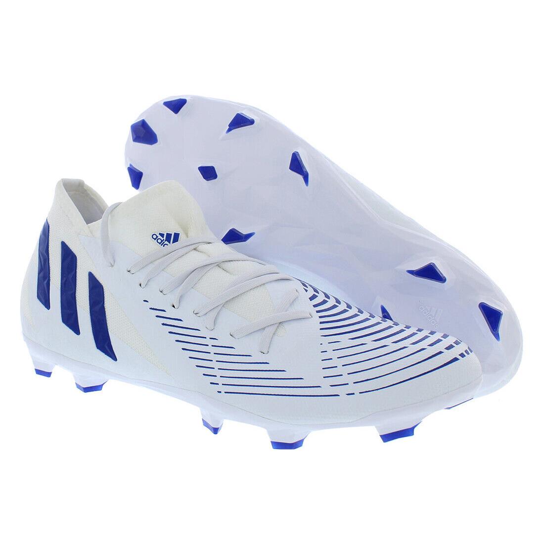 Adidas Predator Edge.3 FG Unisex Shoes Size 10 Color: Cloud White/hi-res - Cloud White/Hi-Res Blue/Cloud White, Main: White