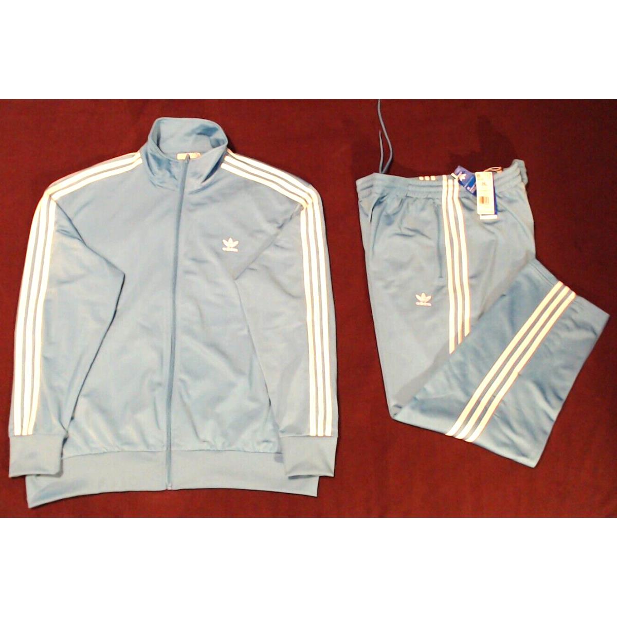 Adidas 2XL Men`s Firebird Sky Rush Light Blue White Tracksuit