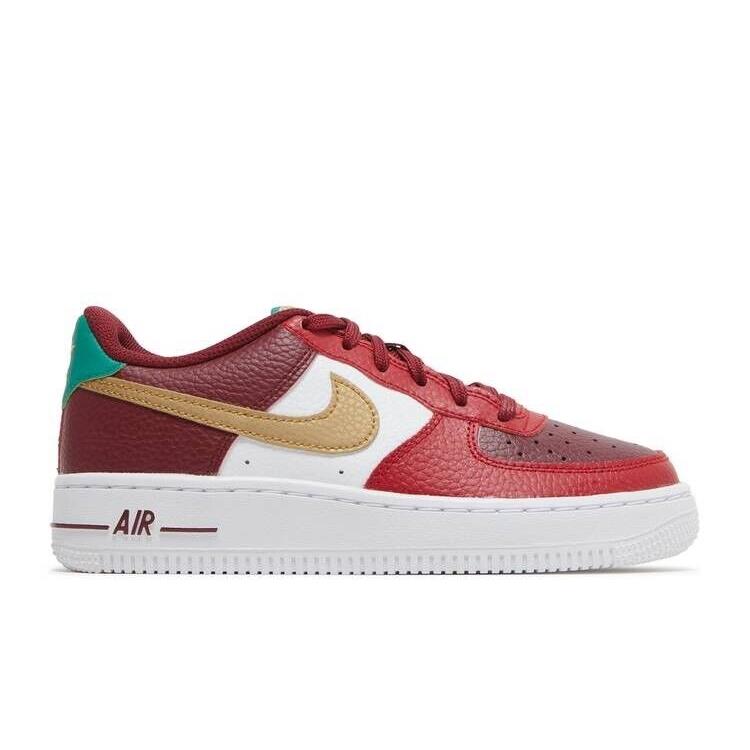 Big Kid`s Nike Air Force 1 Team Red/metallic Gold-gym Red DQ4709 600 - 5.5 - Team Red/Metallic Gold-Gym Red