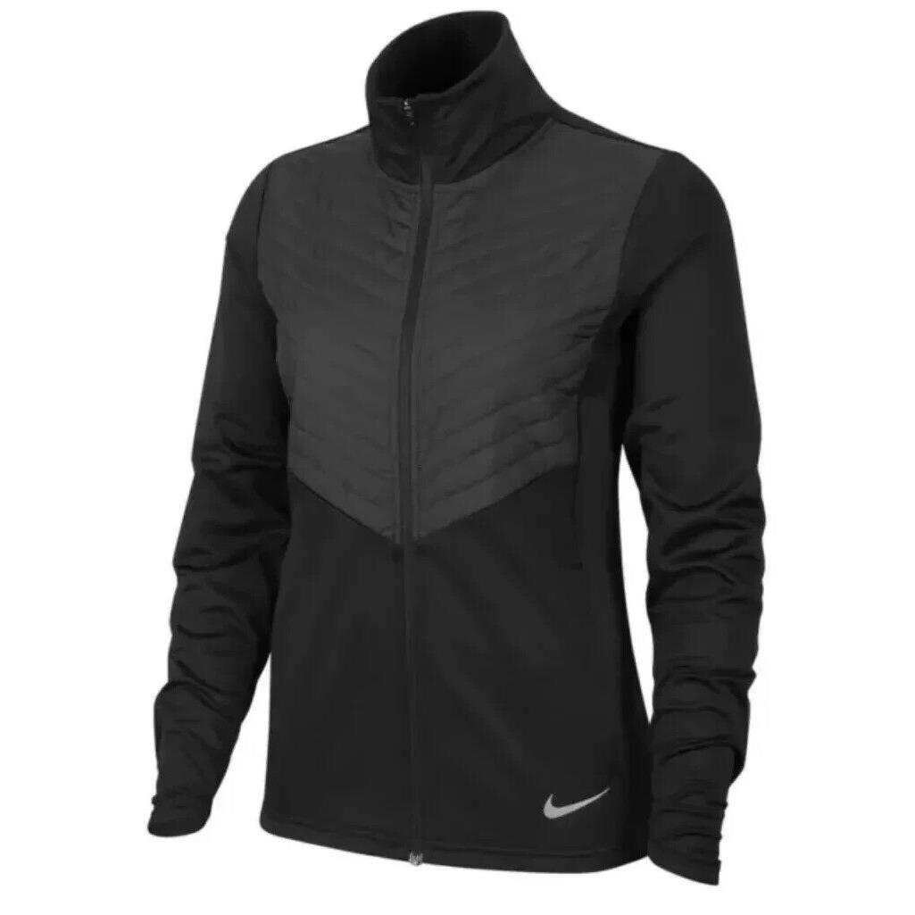 Nike Women`s Essential Filled Black Reflective Running Jacket XL Full Zip