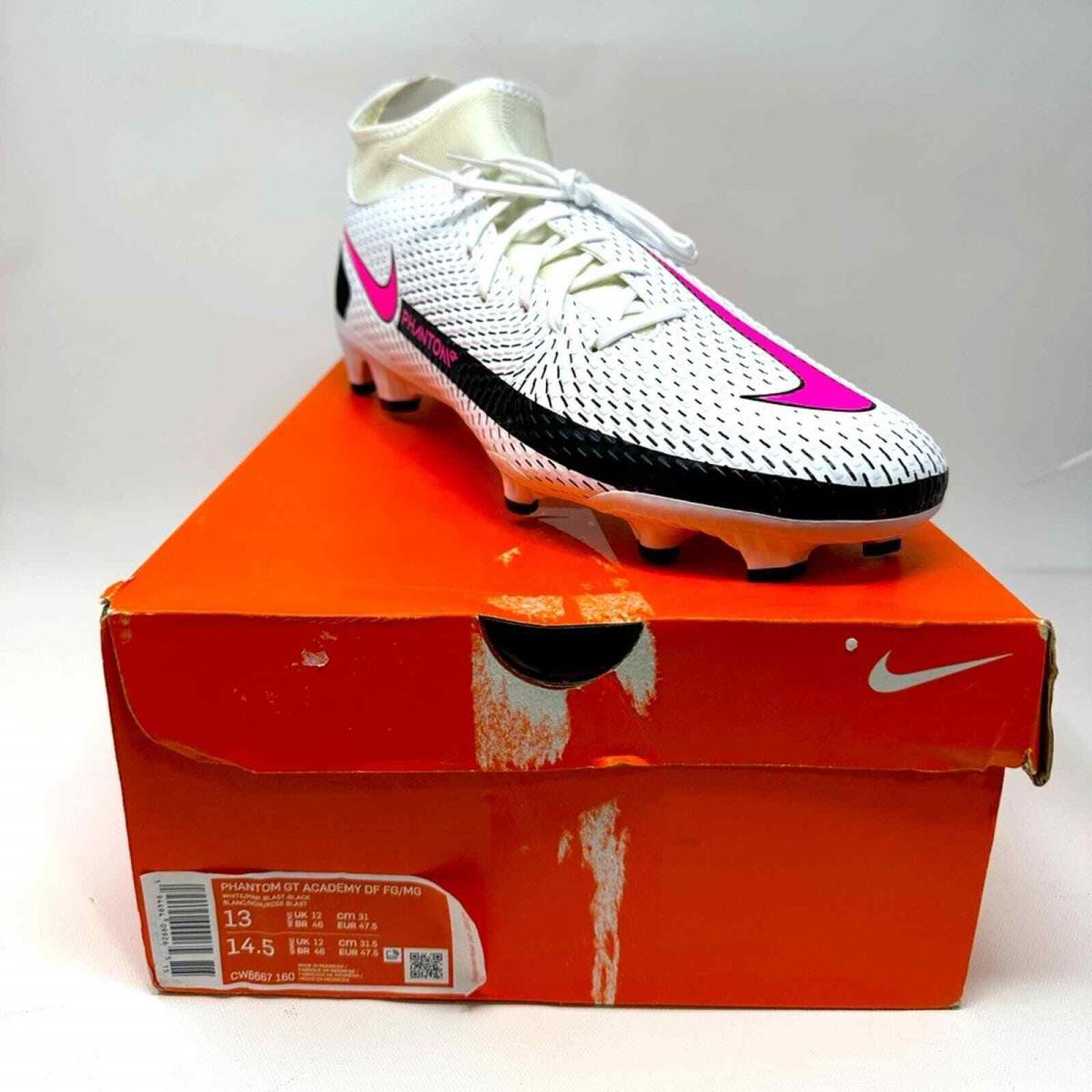 Unisex Adult Nike Phantom GT Academy DF Fg/mg Soccer Shoe Size 13M/14.5W -white