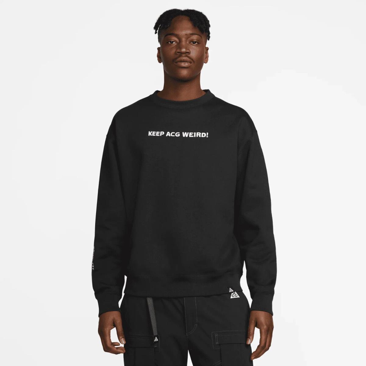 Nike Acg Therma Fit Crew Sweatshirt Keep Acg Weird Sz Large FD9849-010 Black