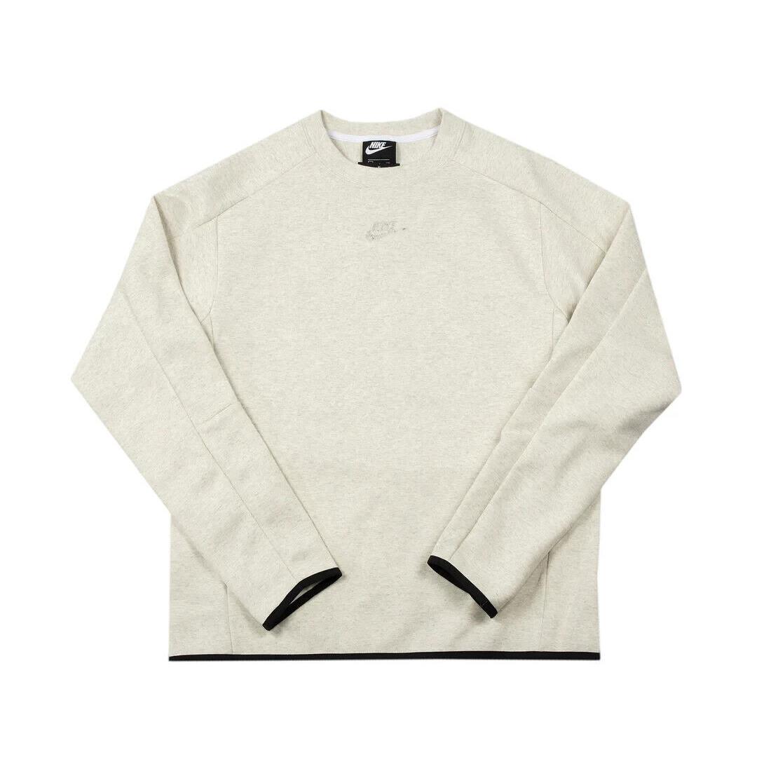 Nike Sportswear Tech Fleece Crew Sweatshirt White Heather DA0398-100 Size M