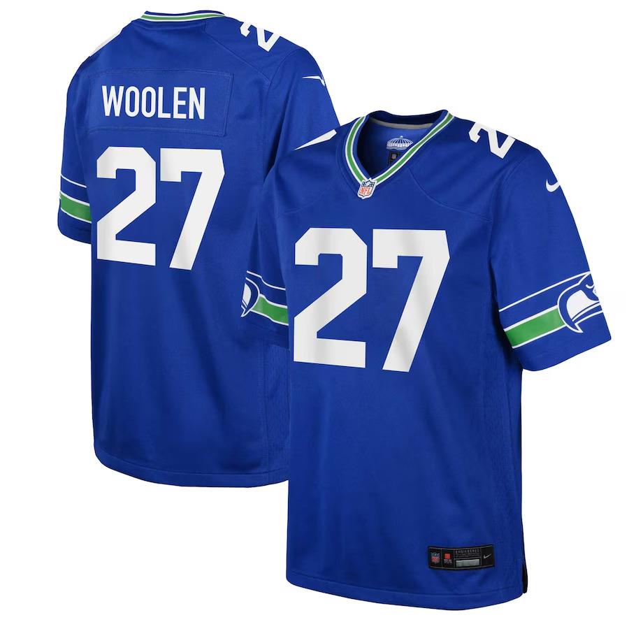 Nike Seattle Seahawks 27 Tariq Woolen Jersey Royal Blue Youth- L B018