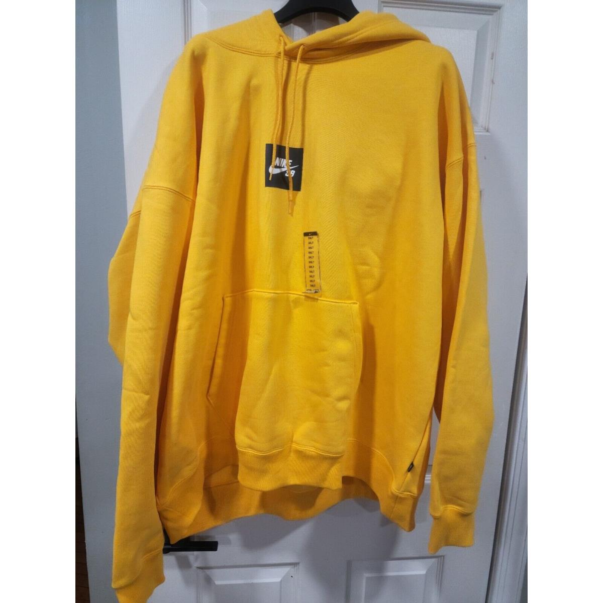 Nike SB Box Logo Hoodie Yellow Men Sz 3XL T Skateboard Pullover DV8839-739