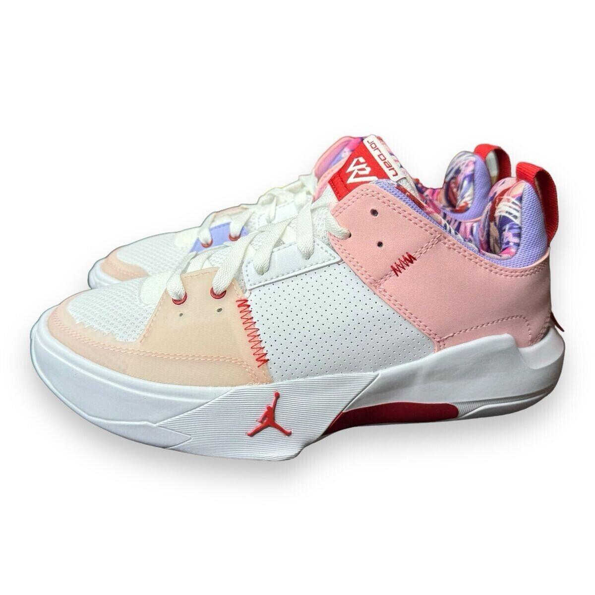 Nike Jordan One Take 5 GS Big Kids Girl Shoe FQ3102 100 Size 6.5 Youth US - White, University Red, With Pink , Tan & Blue