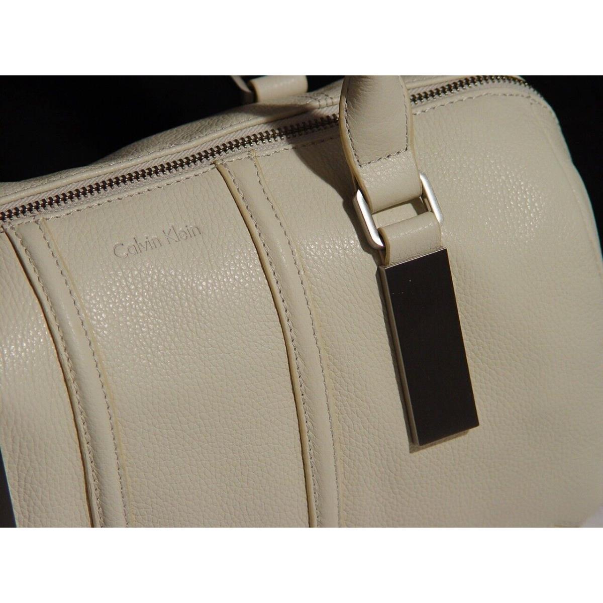 Calvin Klein Pebbled Leather Ivory White Satchel Handbag Purse Bag