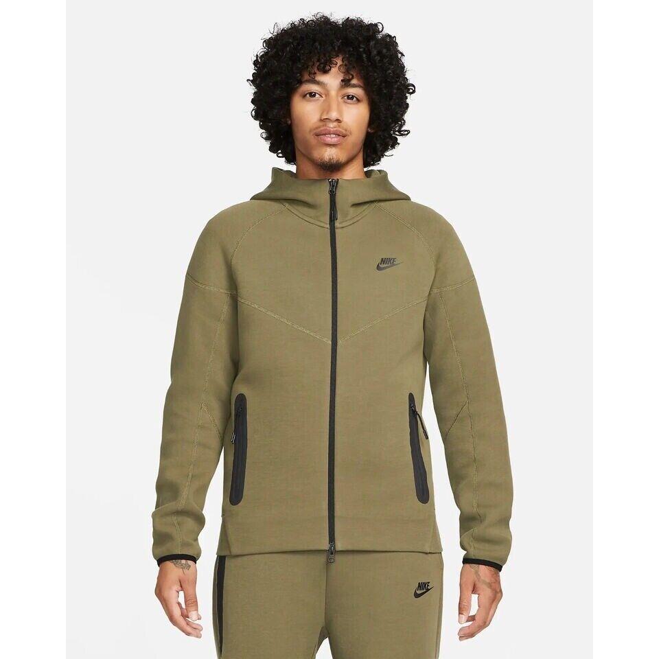 Nike Tech Fleece Hoodie Zip Jacket Medium Olive Black FB7921-222 Size Medium