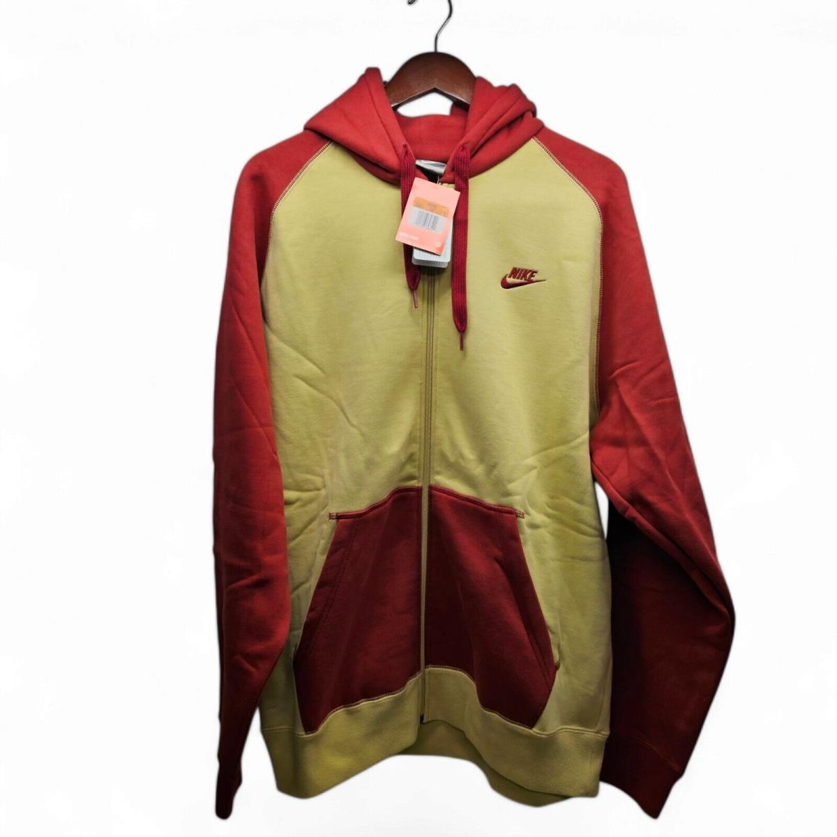 Nike Active Hoodie Full Zip Color Red Yellow S Pocket Embroidered Swoosh 285611