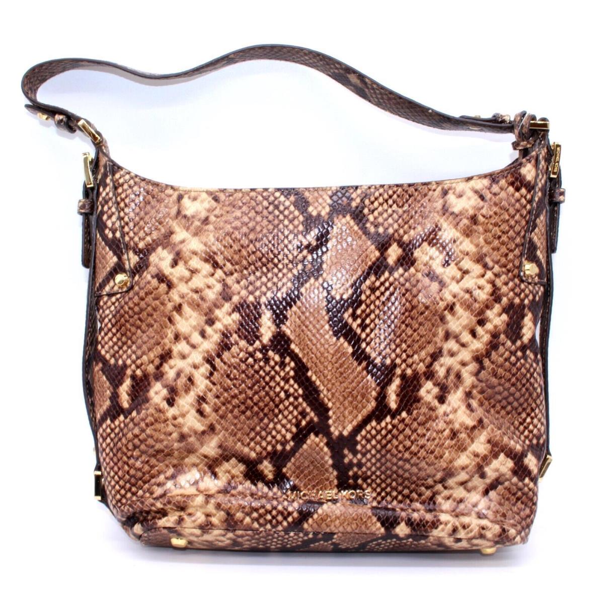 Michael Belted Medium Shoulder Python Print Shoulder Satchel Handbag Purse