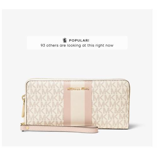 Michael Kors Jet Set Travel Continental Wallet Wristlet Vanilla/pink