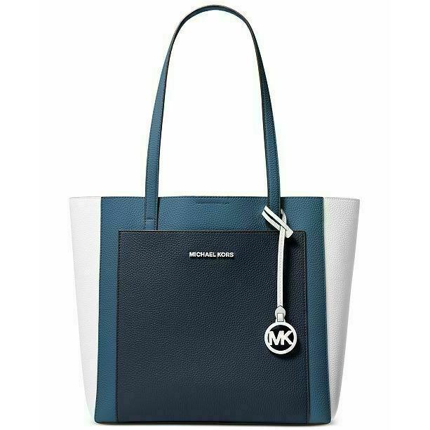 Michael Kors Blue White Leather Hand Bag Tote