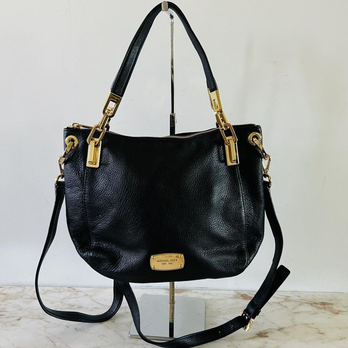 Michael Kors Brooke Black Leather Medium Shoulder Tote Bag