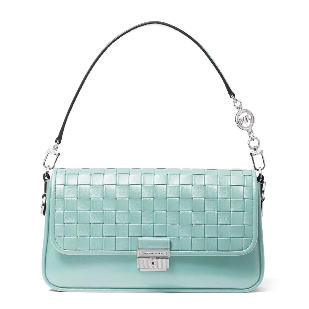 Michael Kors Bradshaw Smallwoven Leather Shoulder Bag Fair Aqua