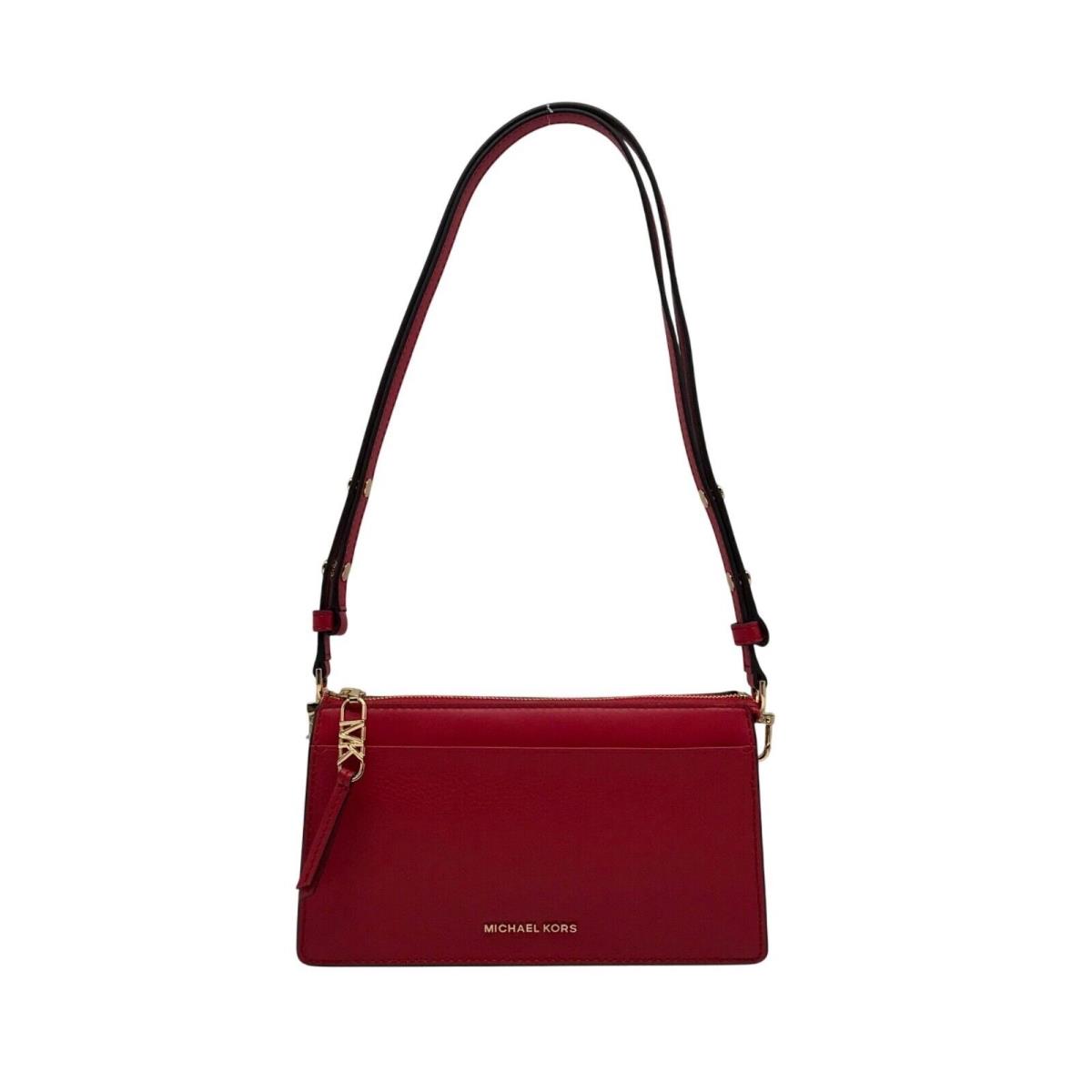 Michael Kors Empire Crimson Red Leather Convertible Crossbody