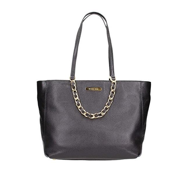 Michael Kors Harper Large East West Tote Black Leather Shoulder Bag 35H5GRPT7E - Exterior: BLACK