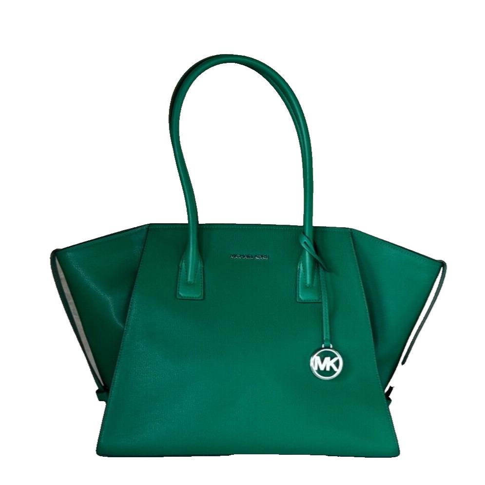 Michael Kors Avril Extra-large Top Zip Tote Shoulder Leather Bag Palmetto Green