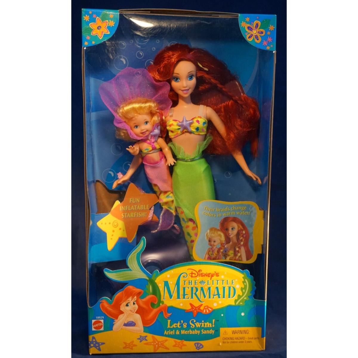 1997 Disney`s Little Mermaid Let`s Swim Ariel Mer Baby Sandy Mattel 18929