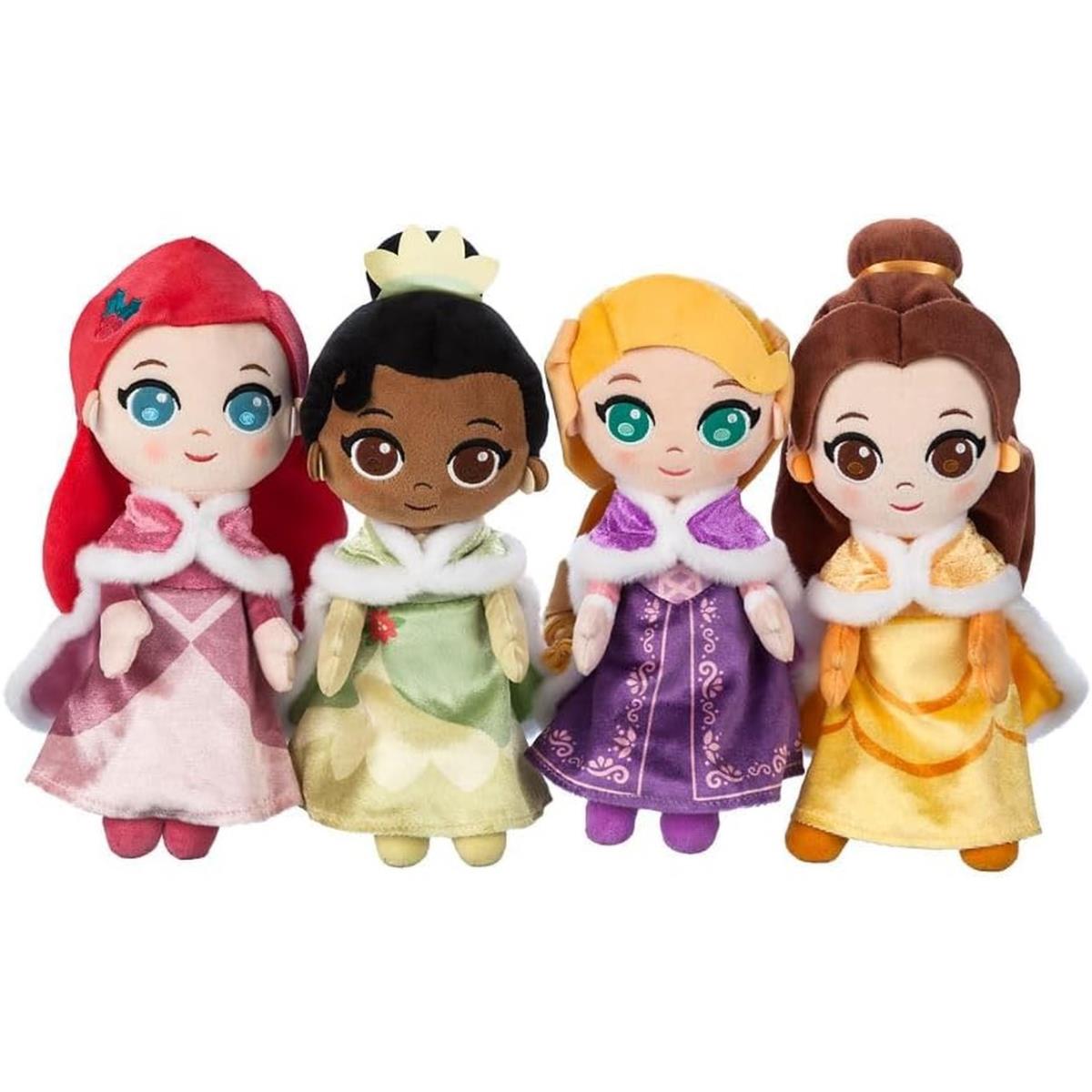 Disney Princess Holiday Soft Doll Set Ariel Belle Tiana Rapunzel Toy