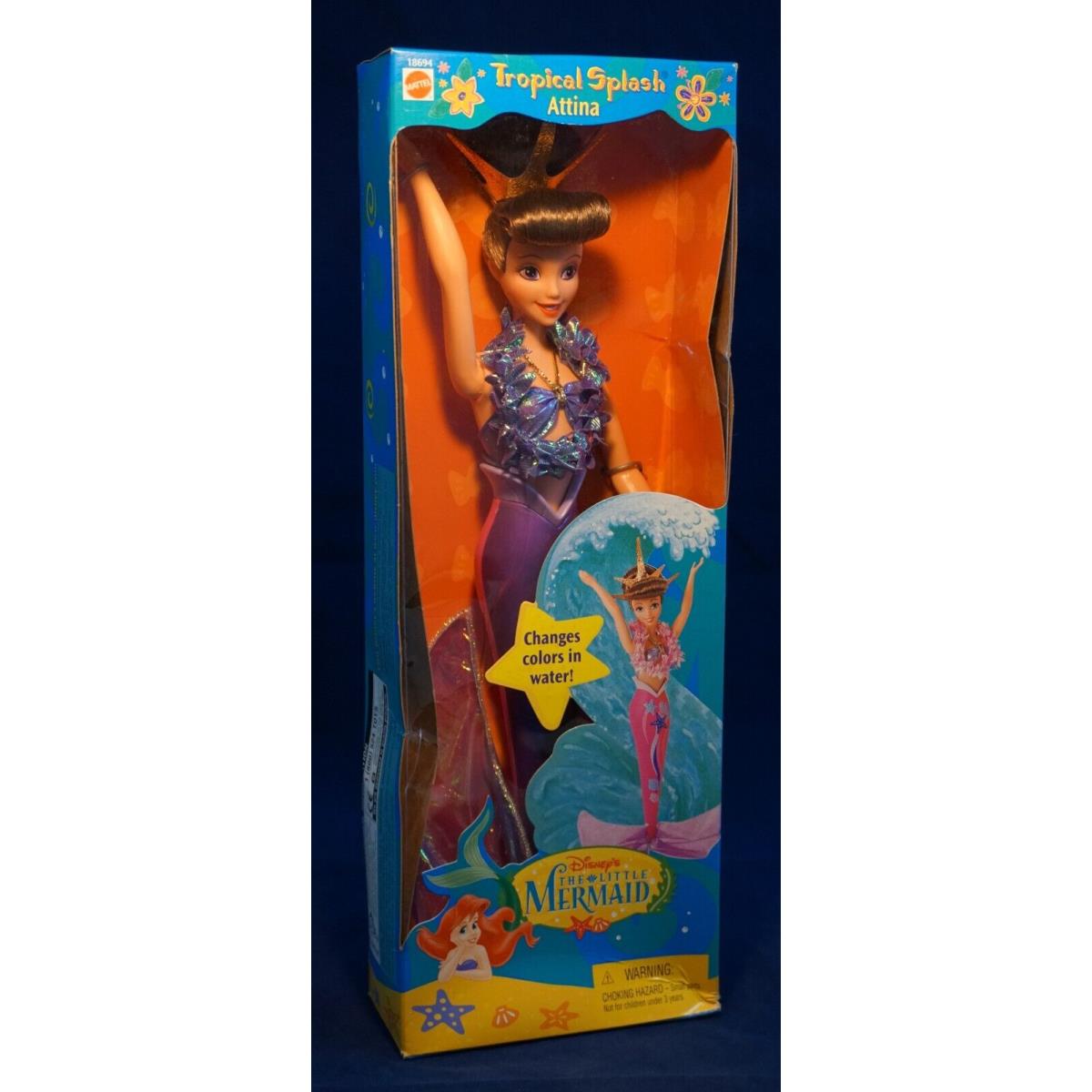 1997 Disney`s Little Mermaid Tropical Splash Attina Doll Changes Color IN Water