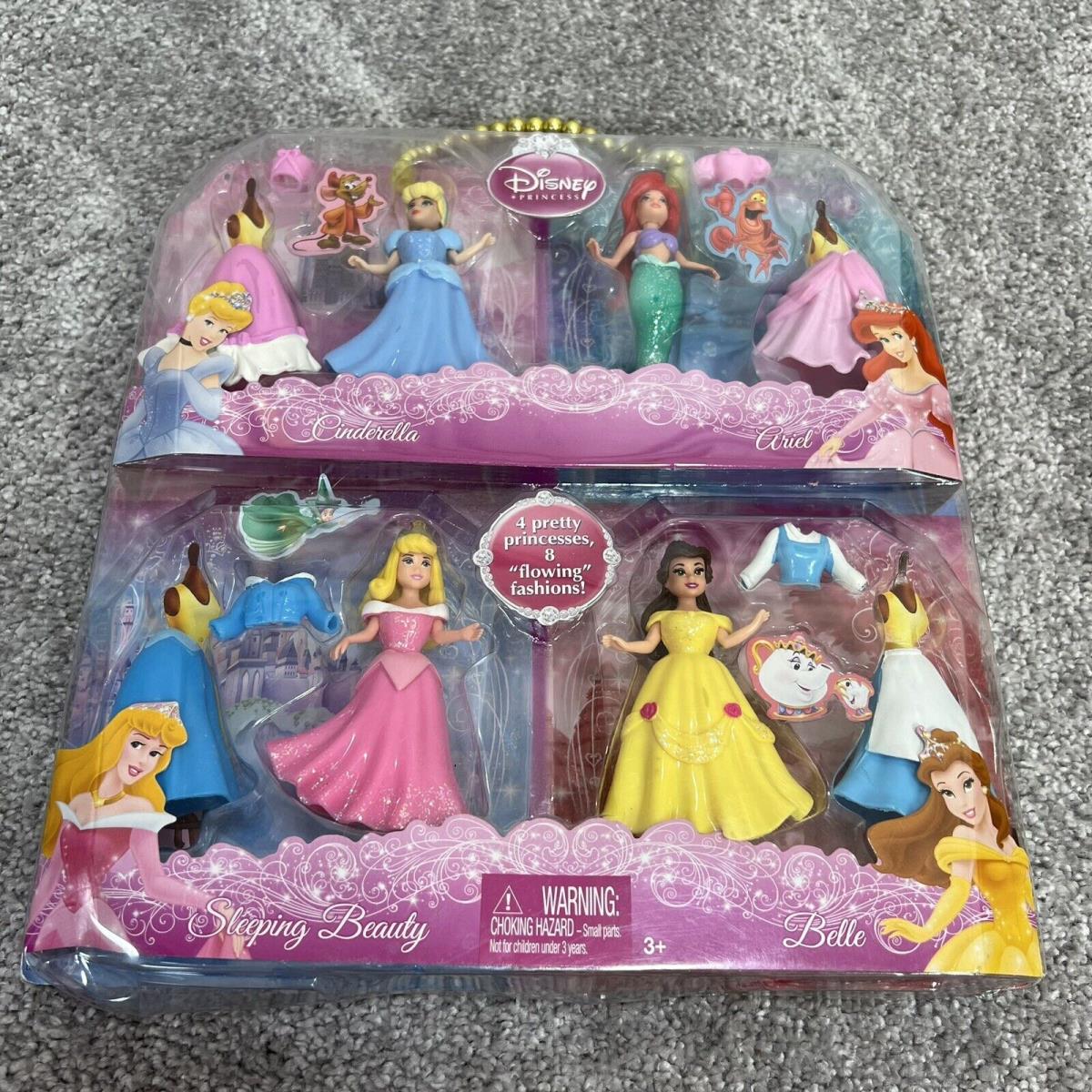 Disney 4 Dolls Pretty Princesses Flowing Fashions Belle Ariel Cinderella Aurora