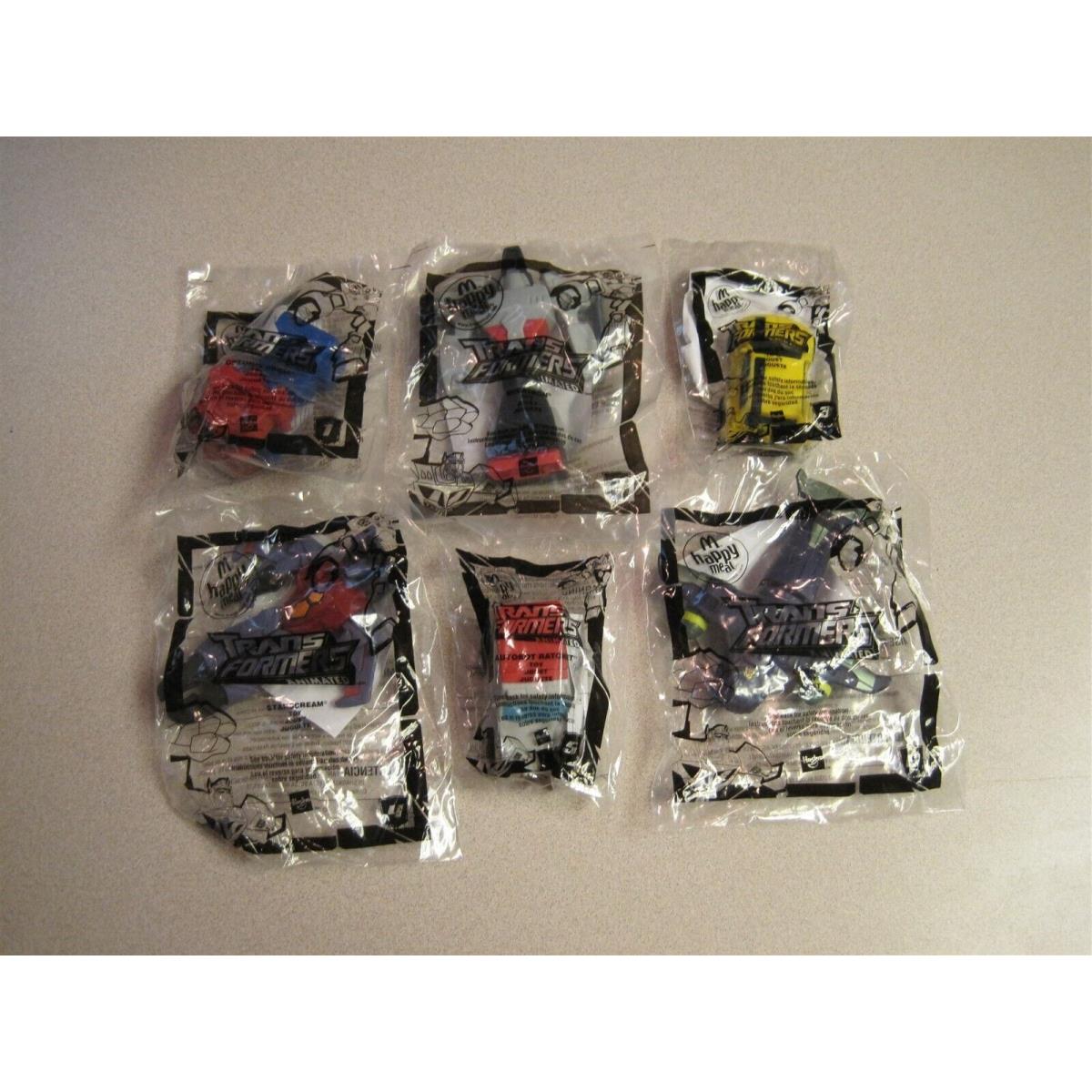 Mcdonalds 2008 Transformers Animated Happy Meal - Complete Set - Mint in Package